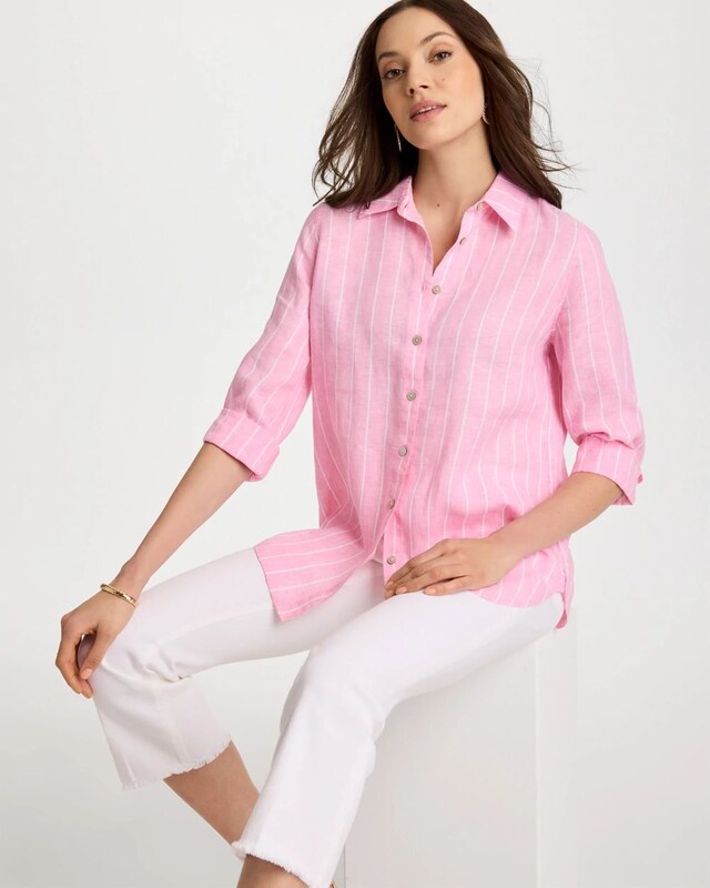 No Iron Linen Striped Shirt - image 2
